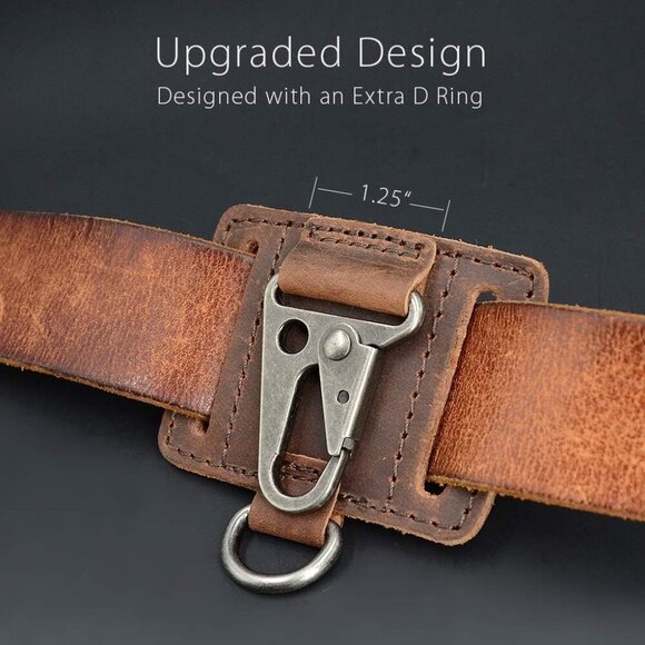 EDC Leather Key Ring Keychain Holder Belt Loop, Heavy Duty Belt Clip Key Fob Hol - Picture 2 of 7